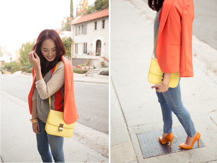 Celine_neon_croc_box_bag_Club_Monaco_Sweater_Schutz_shoes_5