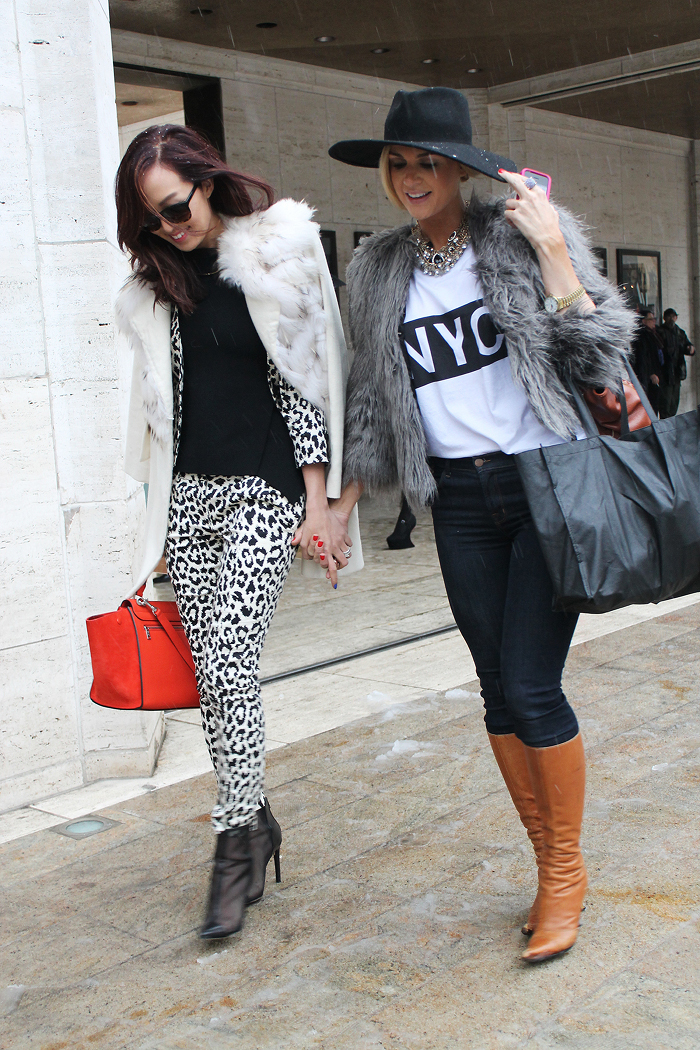 Chriselle_Lim_Newyork_Fashion_week_NYFW_FW2013_lincoln_center_Derek_Lam_animal_print_suit_Celine_Trapeze_Orange_Joy_Cioci_Fur_jacket_5