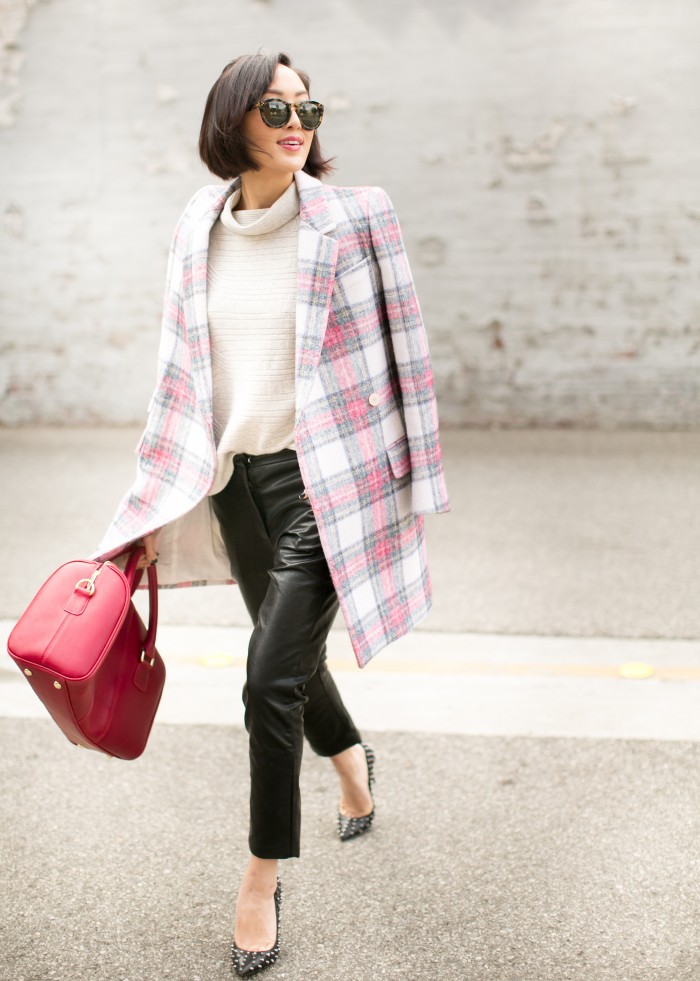 Chriselle_lim_stella_mcCartney_tartan_coat_nine_west_studded_pumps_theonne_turtleneck_lovers_friends_leather_pants_monica_rose_4
