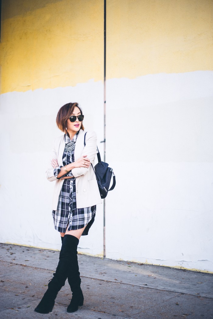 Chriselle_lim_rails_plaid_dress_shirt_stuart_weitzman_over_the_knee_boots_dylanlex_necklace_thechrisellefactor_6