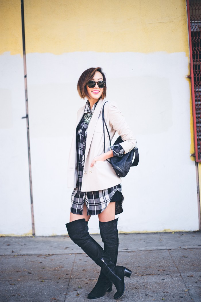 Chriselle_lim_rails_plaid_dress_shirt_stuart_weitzman_over_the_knee_boots_dylanlex_necklace_thechrisellefactor_8