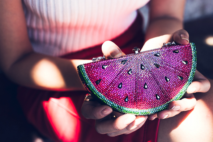 judih_leiber_watermelon_diamond_clutch_lovers_and_friends_crop_top_turtleneck_house_of_harlow_Red_sunglasses_nasty_Gal_collection_skirt_2