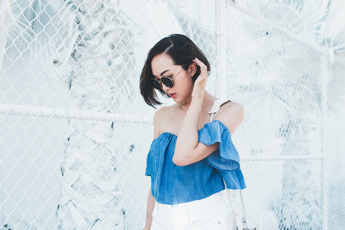 chriselle_lim_denim_off_shoulder_white_coulette_bottoms-5